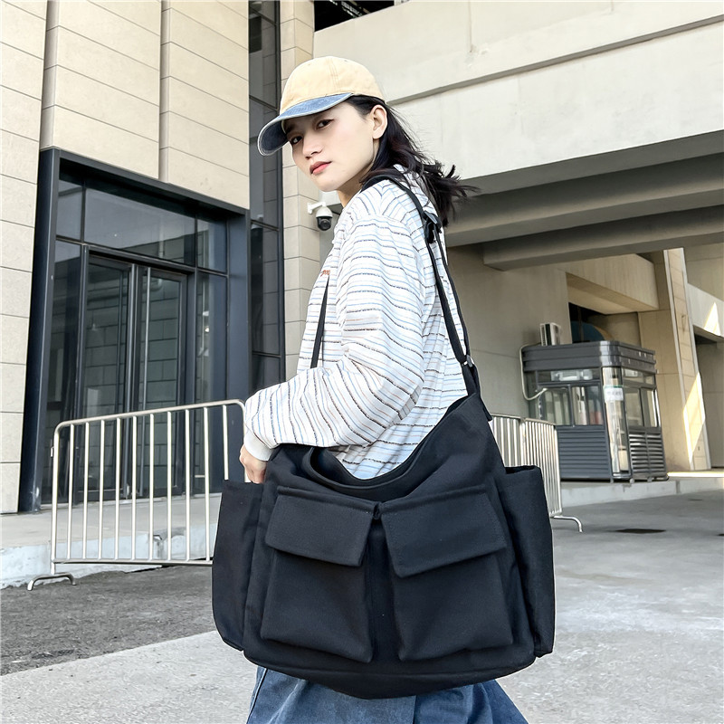 Artistic Youth One-Shoulder Bag Large Canvas Crossbody Messenger Bag for Students - Image 4