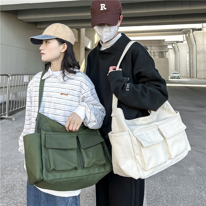 Artistic Youth One-Shoulder Bag Large Canvas Crossbody Messenger Bag for Students
