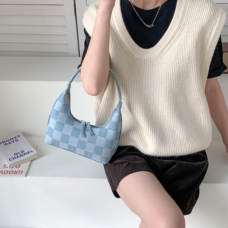 Korean Niche Denim Shoulder Underarm Bag Versatile Commute Handbag Baguette Bag - Image 2