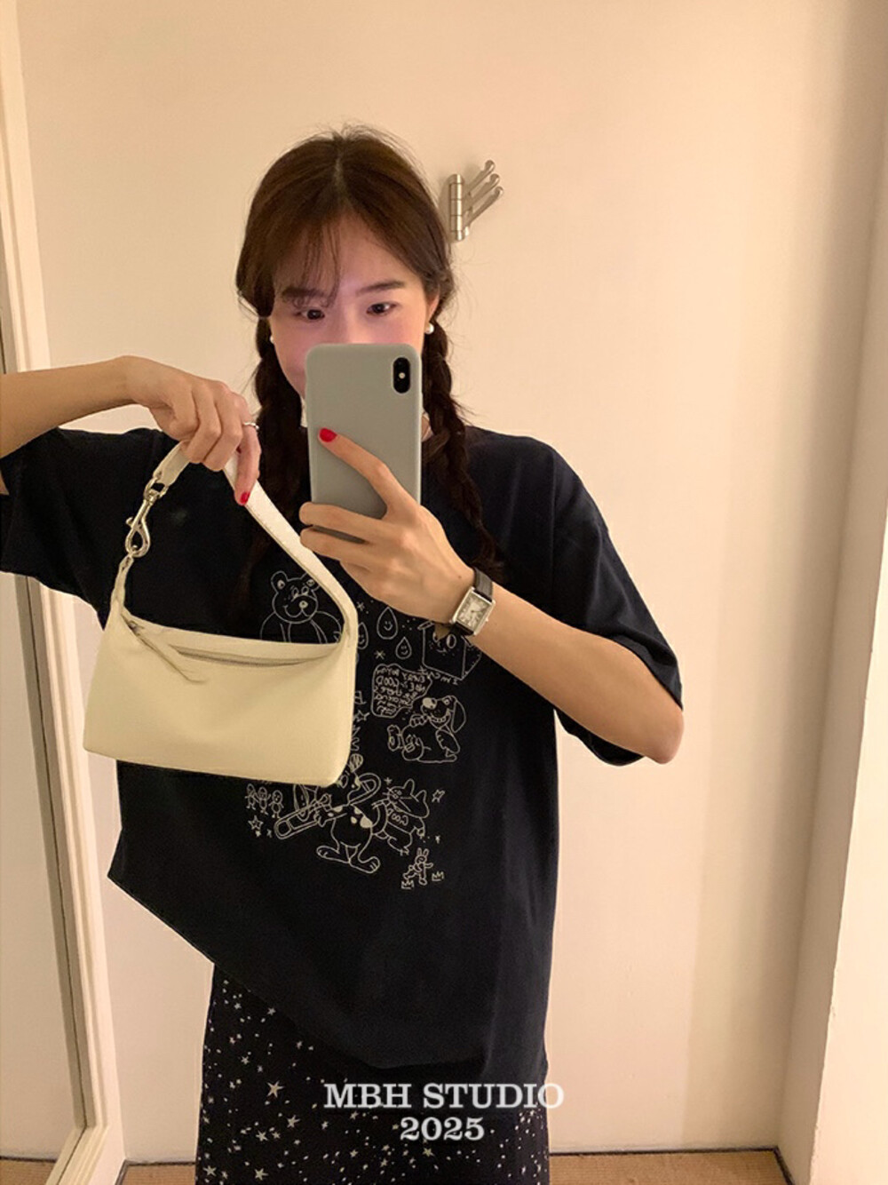 MBH Korean Summer New Refined Hobo Bag Top Layer Cowhide Minimalist Shoulder Bag