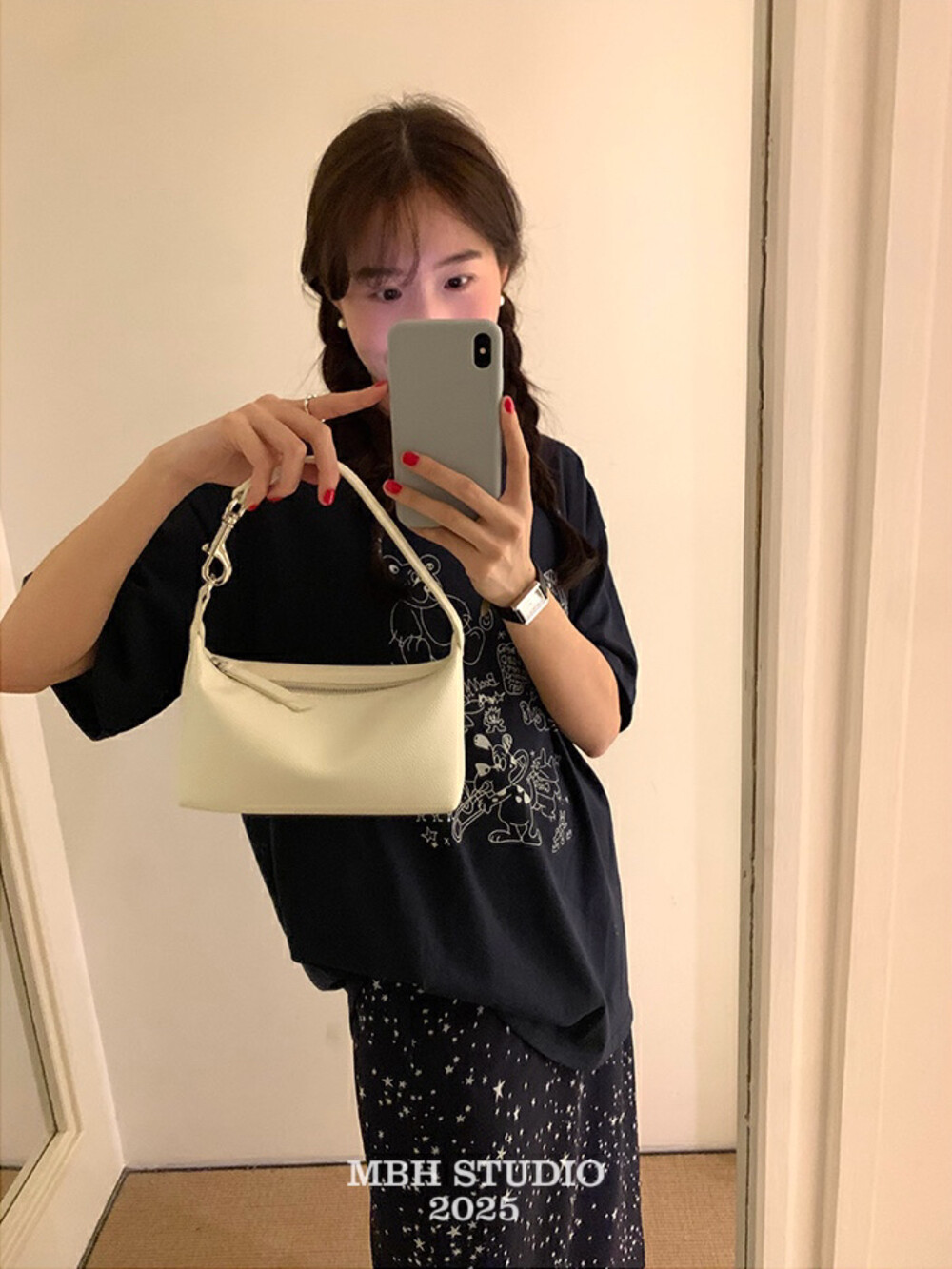MBH Korean Summer New Refined Hobo Bag Top Layer Cowhide Minimalist Shoulder Bag - Image 3