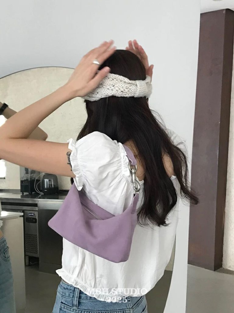 MBH Sheepskin Suede Niche Spring Summer Korean Dumpling Bag Versatile Underarm Hobo Shoulder Bag